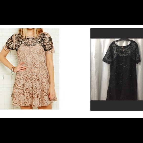 black lace embroidered dress